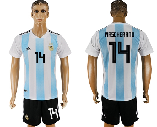 Argentina #14 Mascherano Home Soccer Country Jersey - Click Image to Close